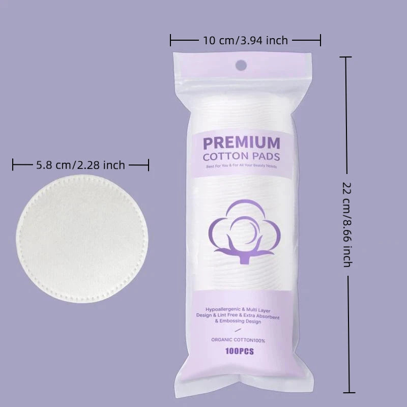 Pearl Notched Cotton Pads | Soft Disposable Makeup Remover Rounds Makeup Remover Pads QXL