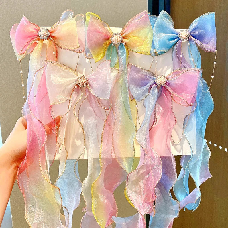 Chiffon Bow Ribbon Hairpin | Cute Girls Hair Clip Girls Hair Clip QXL