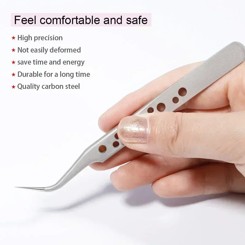 Professional Eyelash Extension Tweezers – Stainless Steel Set Lash Extension Tweezers QXL