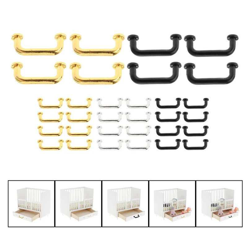 1:12 Dollhouse Mini Metal Cabinet Handles – 12-Piece Set Dollhouse Miniature Hardware QXL