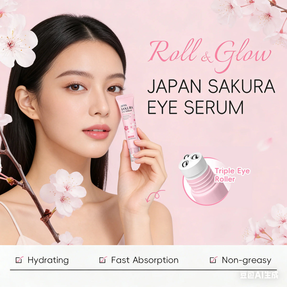 LAIKOU Sakura Eye Serum 15ml | Niacinamide & Hyaluronic Acid Eye Serum QXL
