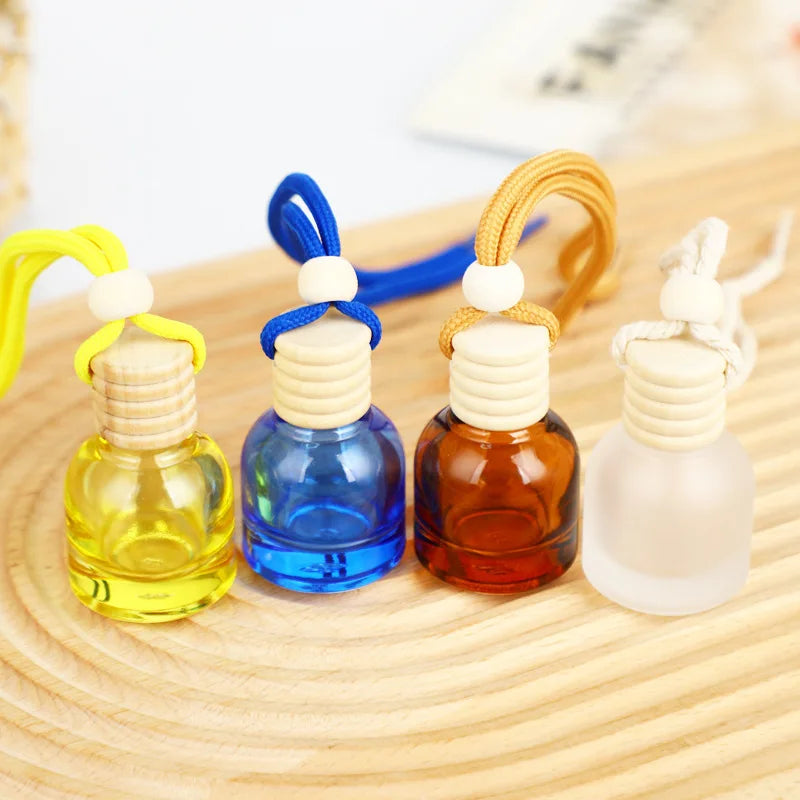 10ml Refillable Car Aroma Bottle with Wooden Cap Hanger Car Aroma Bottle QXL