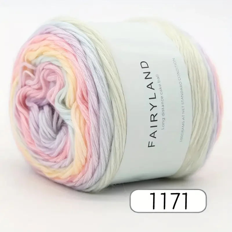 2-Pack Gradient Rainbow Cake Yarn | Soft Polyester Crochet Yarn Craft Knitting Yarn QXL 2pcs 1171