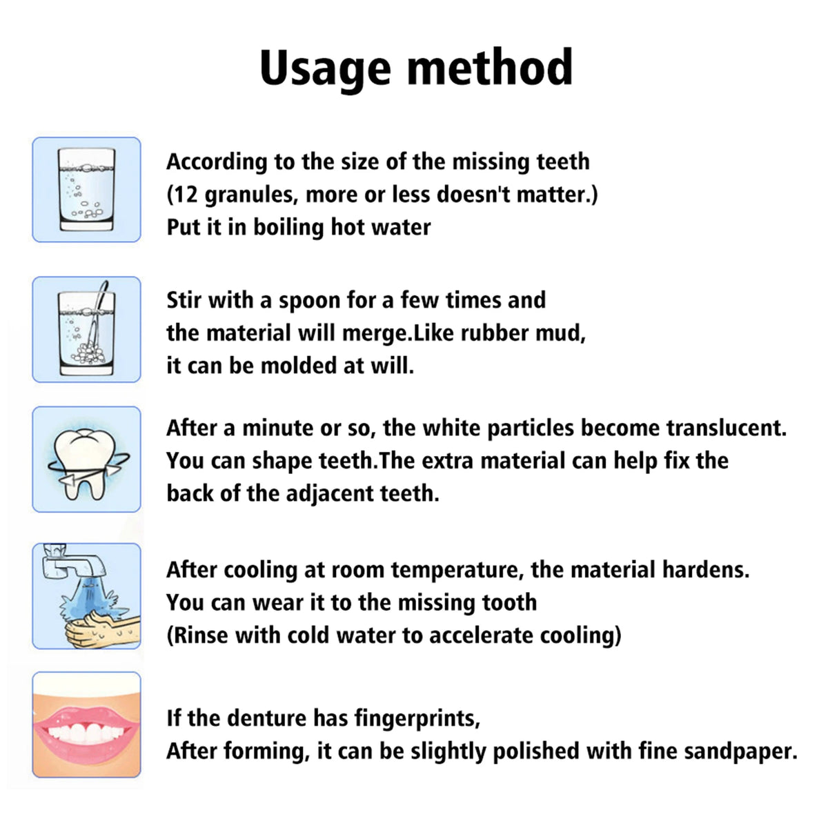 Temporary Tooth Repair Thermal Forming Denture Resin – 30ml Denture Repair Resin QXL