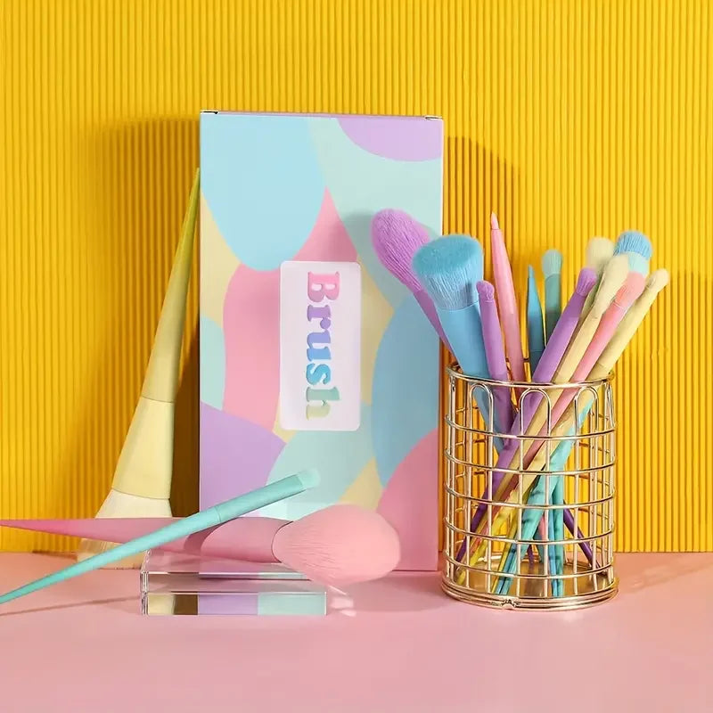 VERONNI 17-Piece Macaron Colorful Makeup Brush Set Makeup Brush Set QXL