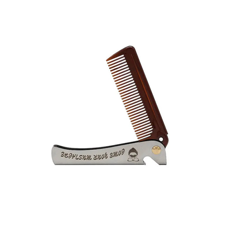 Foldable Pocket Comb for Hair, Beard & Moustache | Men & Women Folding Pocket Comb QXL brown