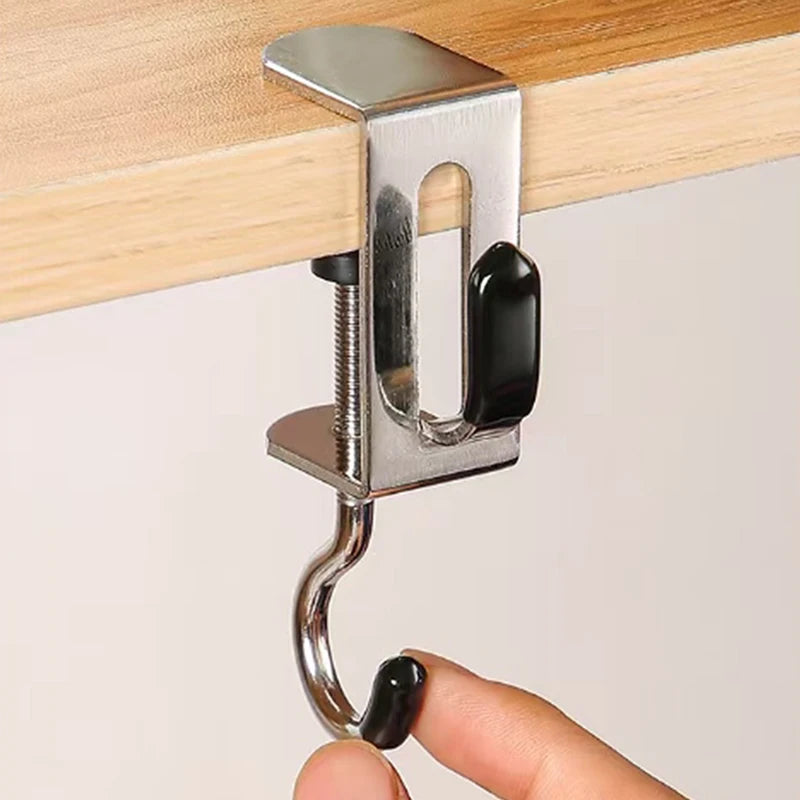 Rotating Steel Desk Hook | No-Damage Clip-On Organizer Desk Hook Organizer QXL