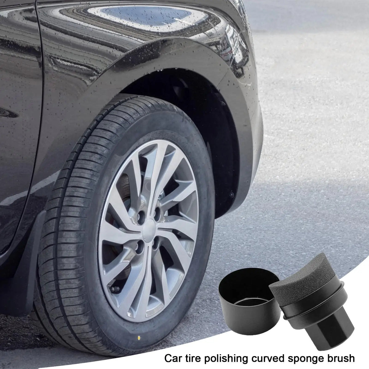 Curved Tire Dressing Applicator Sponge Pad with Cover Tire Applicator Pad QXL