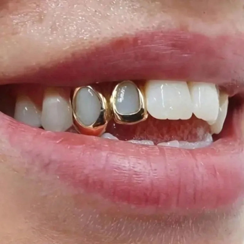 Hollow Heart Grillz Set | Gold & Silver Hip Hop Tooth Jewelry Hip Hop Grillz QXL