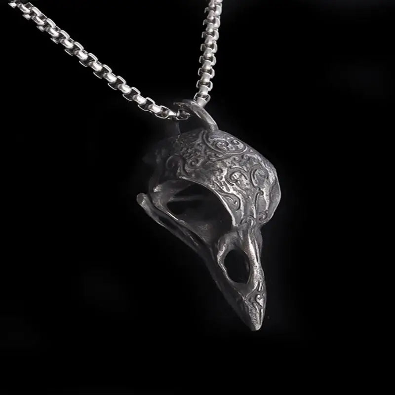 Nordic Crow Skull Pendant Necklace | Stainless Steel Gothic Pendant Necklace QXL One Size