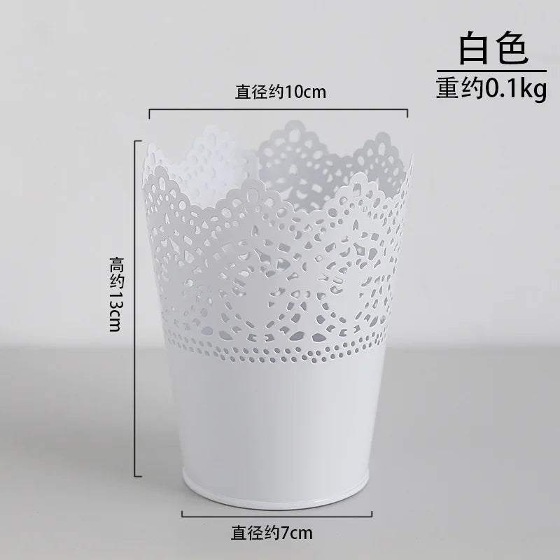 Hollow Iron Makeup Brush & Pen Holder – 2-Pack Desk Organizer Makeup Brush Holder QXL white