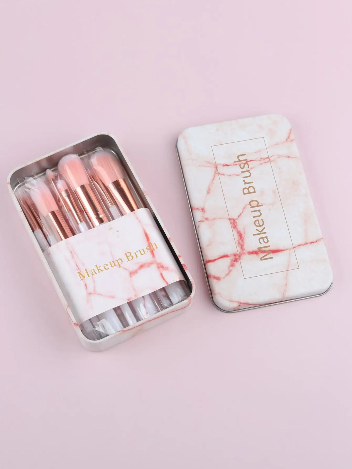 8-Pc Marble Makeup Brush Set with Case | Synthetic Fiber Makeup Brush Set QXL