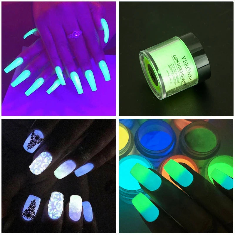 12-Color Neon Luminous Dip Nail Powder | 3D Manicure Set Dip Nail Powder QXL