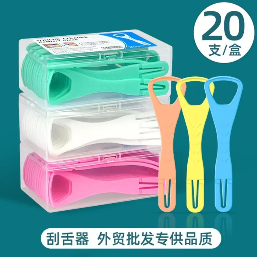 20-Pack Foldable Tongue Scraper & Dental Pick | 2-in-1 Oral Care Tongue Scraper Set QXL
