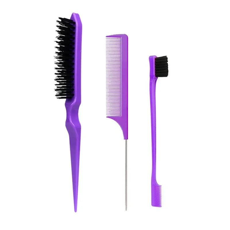 3-Piece Hair Comb Set – Steel Tail, Three-Row & Eyebrow Brush Hair Comb Set QXL