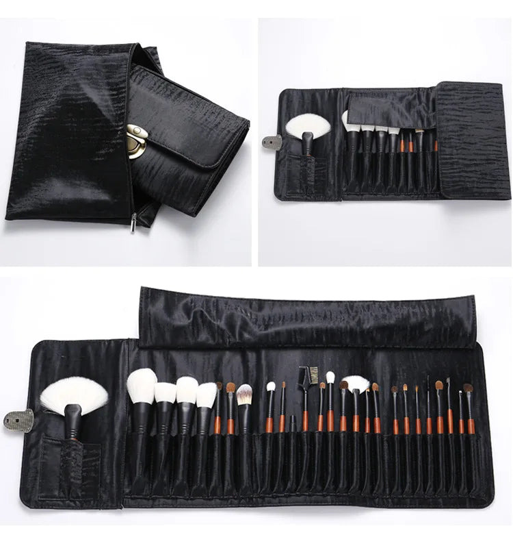 26-Pc Goat Hair Makeup Brush Set | Pro Foundation & Eye Kit Makeup Brush Set QXL