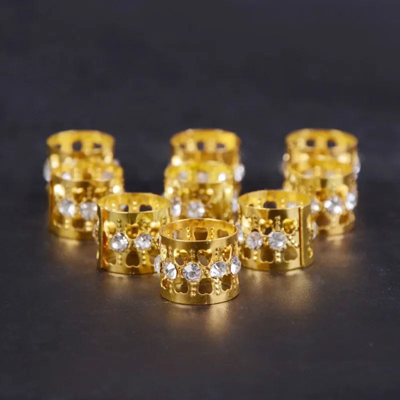 Gold Rhinestone Dreadlock Beads | Hair Braid Cuff Clips 10/20 Pc Hair Braid Beads QXL