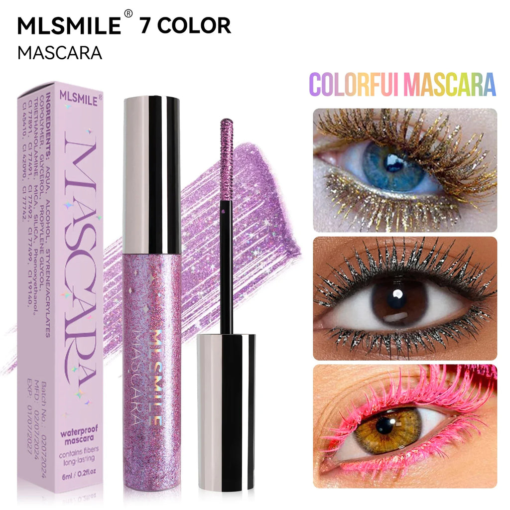 MLSMILE Glitter Pearlescent Mascara – Waterproof & Volumizing Glitter Mascara QXL