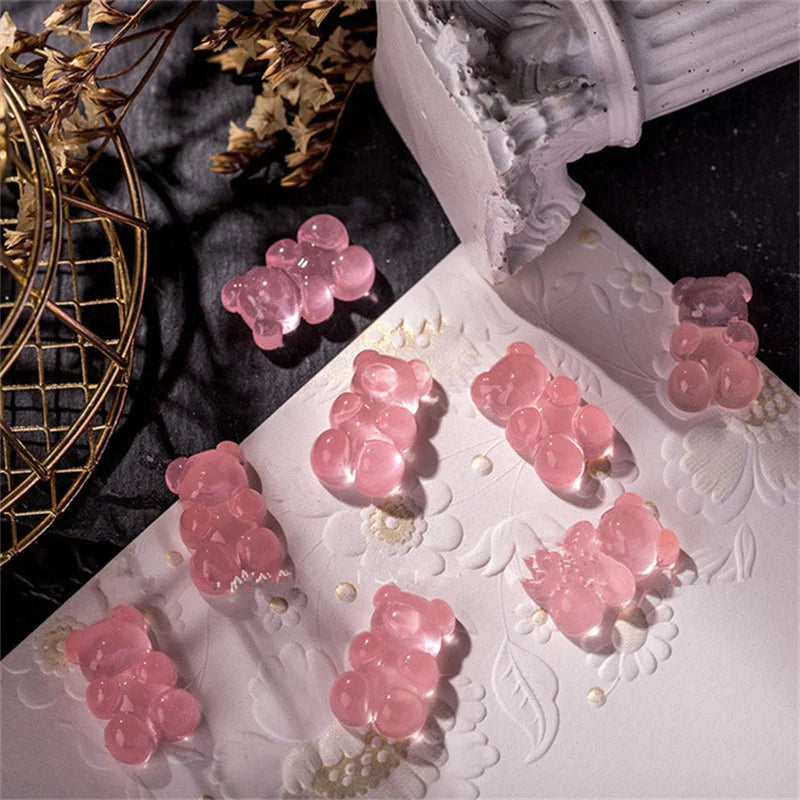 10-Pc 3D Kawaii Bear Nail Charms | Resin DIY Decorations Nail Art Charms QXL
