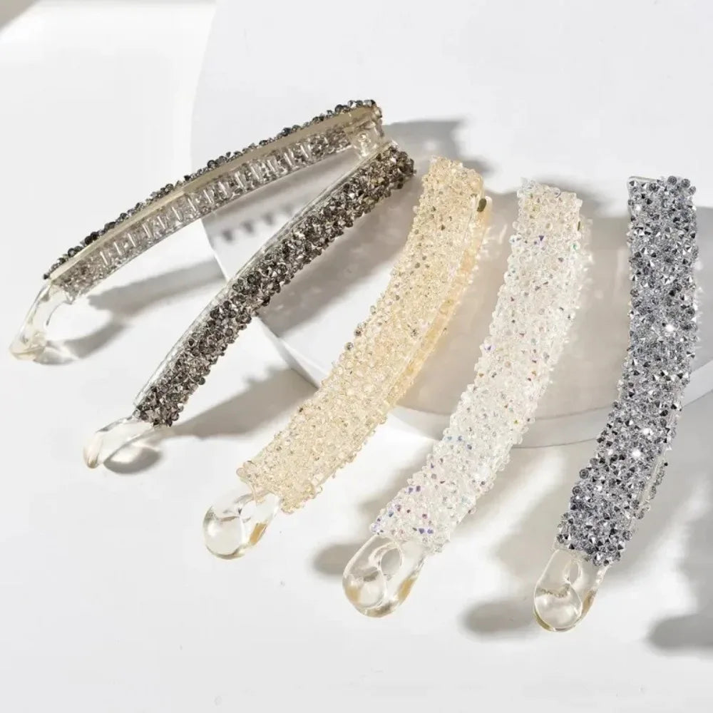 Crystal Pearl Rhinestone Banana Hair Clip | Claw Grip Barrette Hair Claw Clip QXL