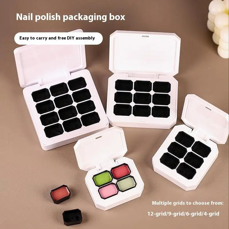Magnetic Nail Polish Storage Box | 4/6/9/12 Grids Organizer Nail Polish Organizer QXL