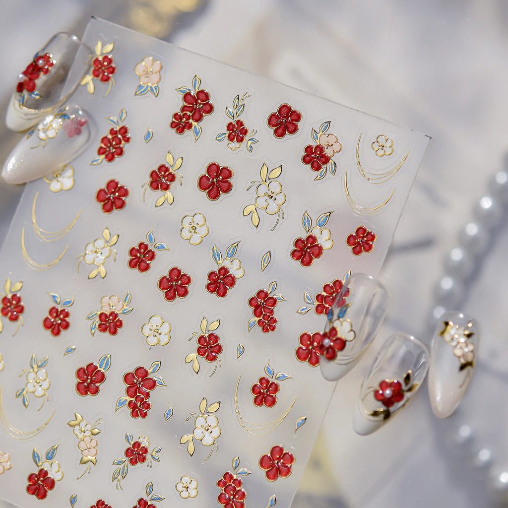 5D Chinese Style Nail Stickers – Plum Blossom Nail Decals Nail Art Stickers QXL