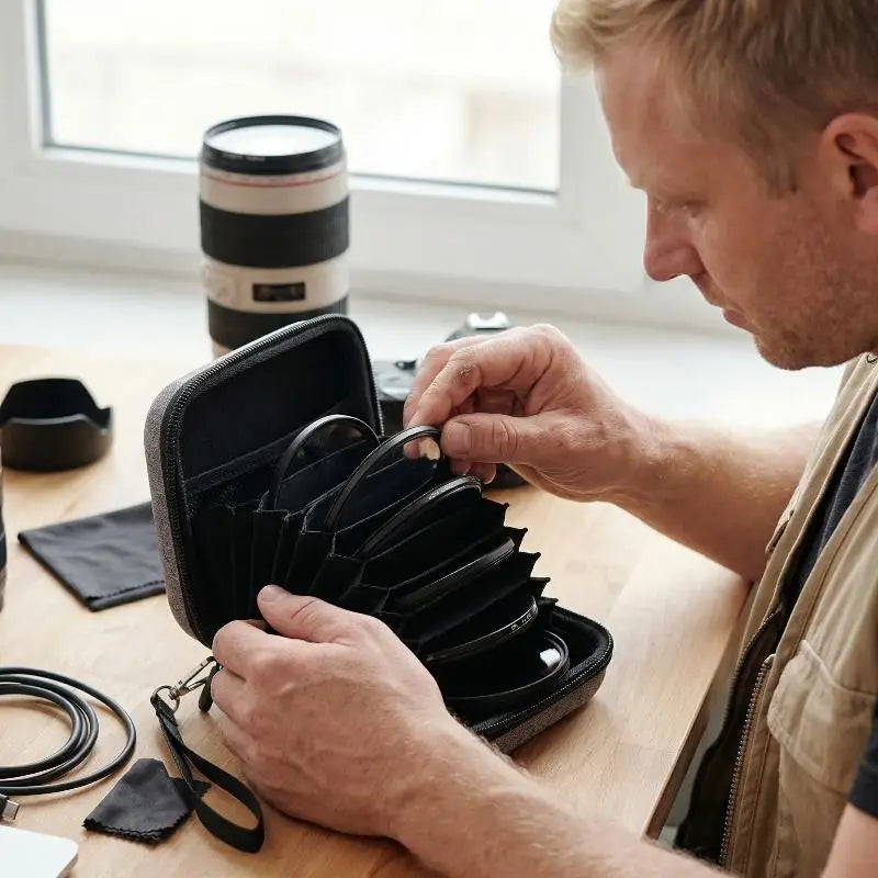 Camera Lens Filter Case – Shockproof, Water-Resistant, 6-Slot Camera Filter Case QXL