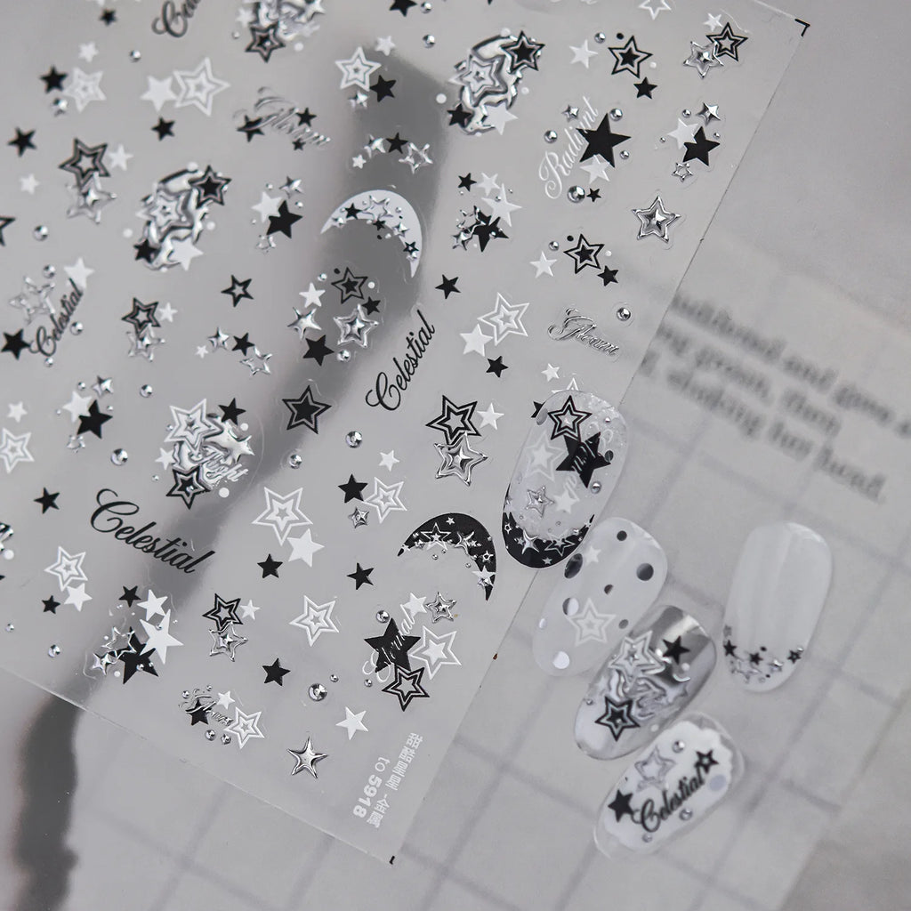 5D Celestial Nail Stickers – Stars, Moon & Galaxy Decals Nail Art Stickers QXL