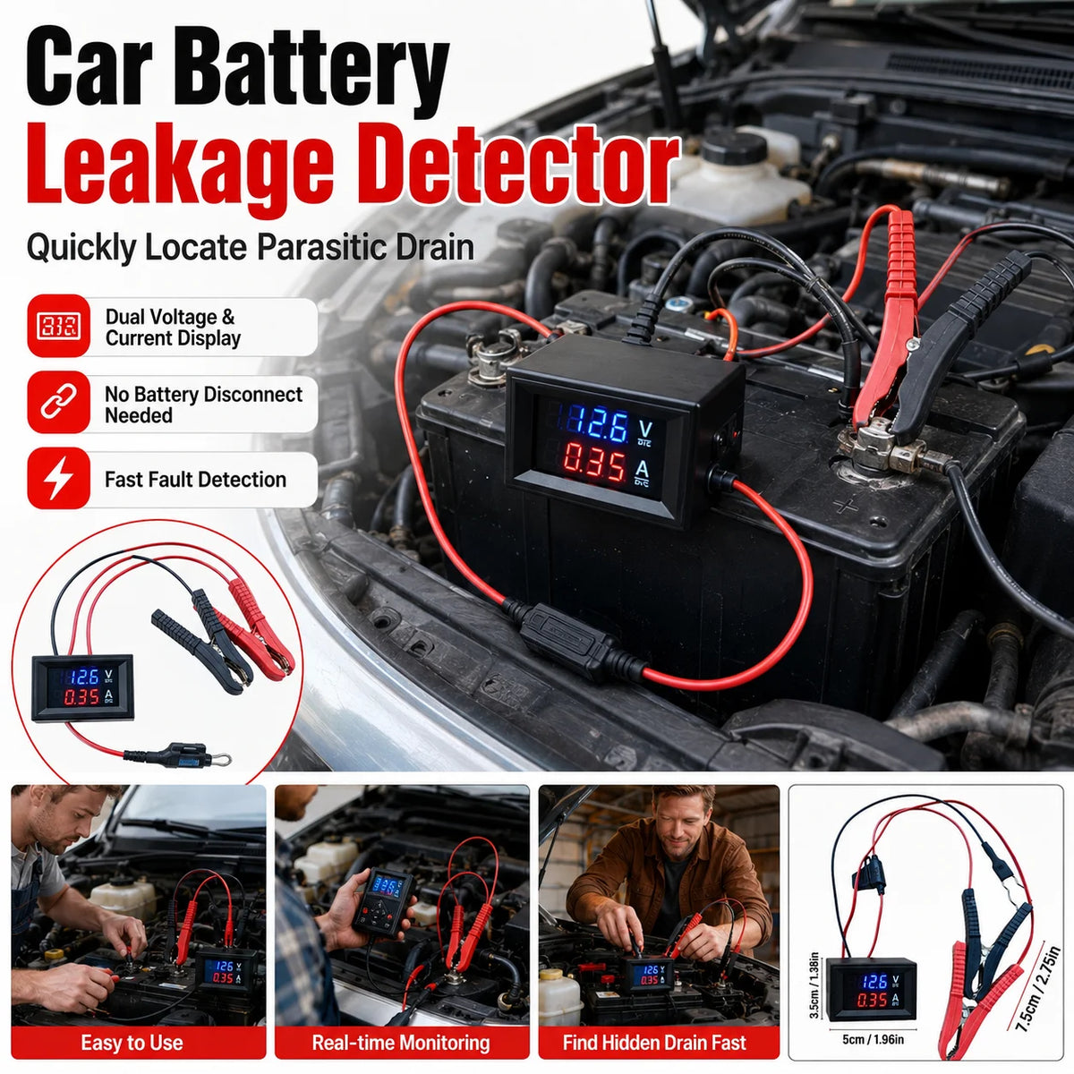 Car Battery Leakage Detector | Dark Current Tester Tool Battery Drain Tester QXL