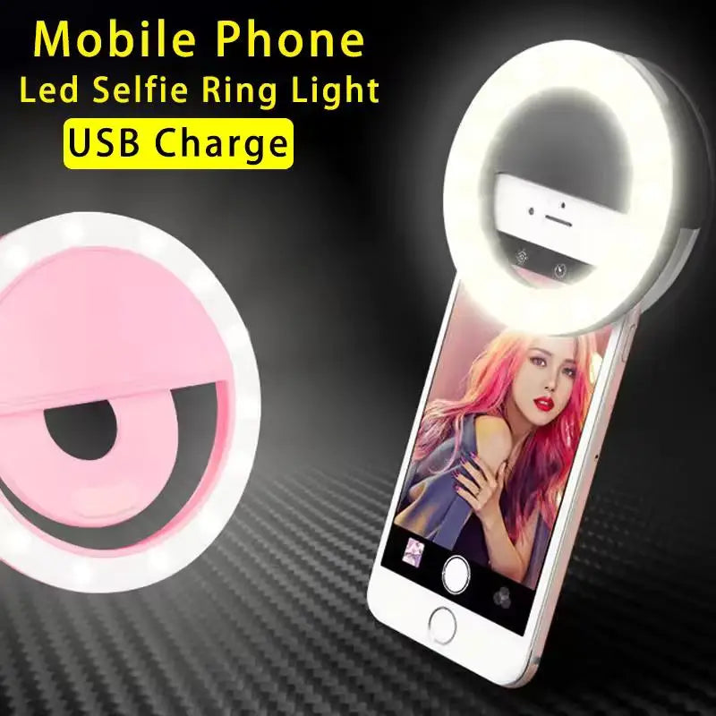 LED Selfie Ring Light USB | 28 LEDs, 3 Brightness, Phone Clip Selfie Ring Light QXL