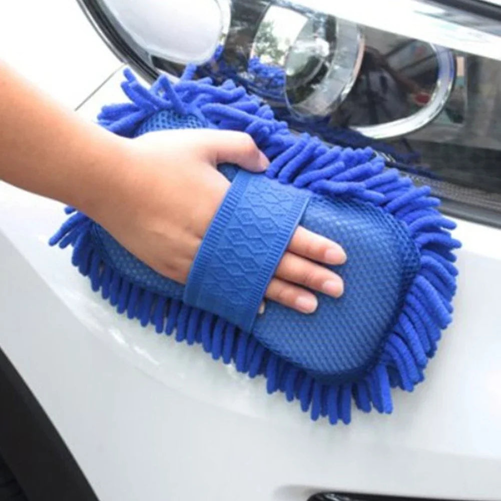 Blue Microfiber Chenille Car Wash Sponge & Cleaning Pad Car Wash Sponge QXL