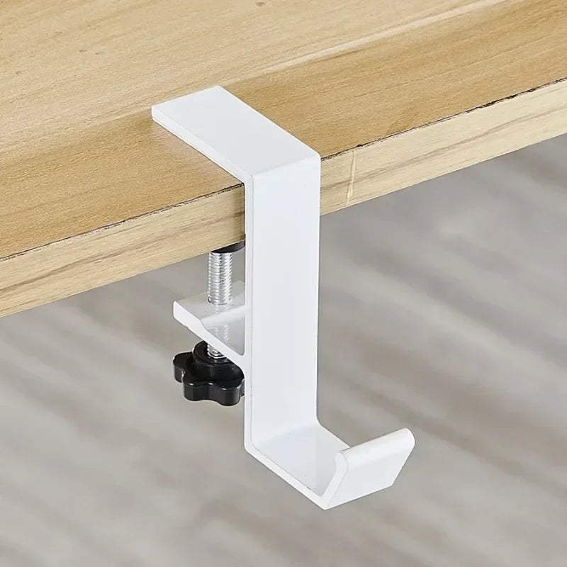 Adjustable Desk Edge Hook | Headset & Bag Hanger Organizer Desk Edge Hook QXL White-1pc