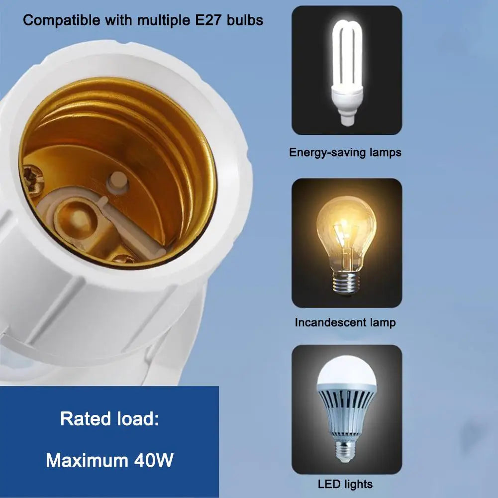 E27 PIR Motion Sensor Lamp Holder Adapter | Auto Light Switch Motion Sensor Lamp Adapter QXL