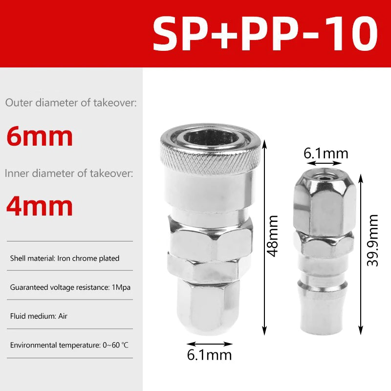 EU Pneumatic Quick Coupler | Air Compressor Hose Fitting 6–12mm Pneumatic Quick Coupler QXL A1