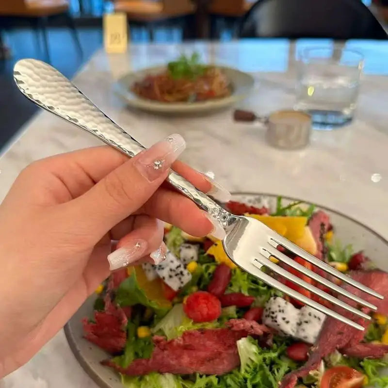 Korean Stainless Steel Dinner Fork | 18cm Four-Tine Table Fork Stainless Steel Fork QXL