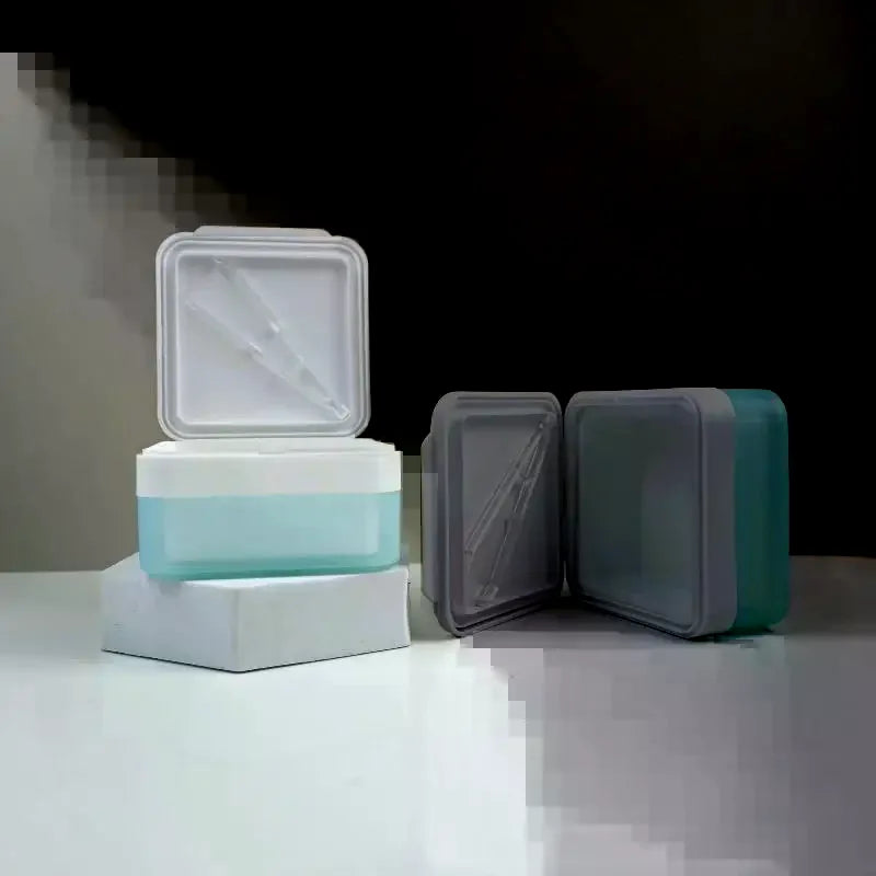 150ml Flip Cotton Organizer Box with Tweezers | Travel Cosmetic Organizer Box QXL