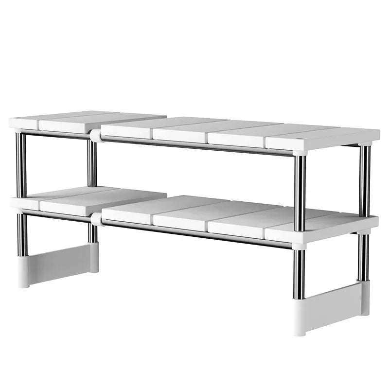 Adjustable Expandable Under-Sink Cabinet Organizer Rack Cabinet Storage Rack QXL doublelayer-2
