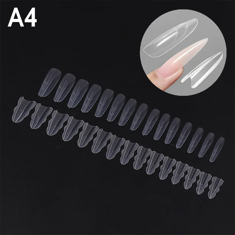 60-Pack Reusable Poly Dual Forms Nail Gel Extension Molds Nail Extension Molds QXL A4