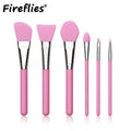 Fireflies 6-Pc Silicone Face Mask Brush Set | Cream & Makeup Silicone Mask Brush QXL Pink