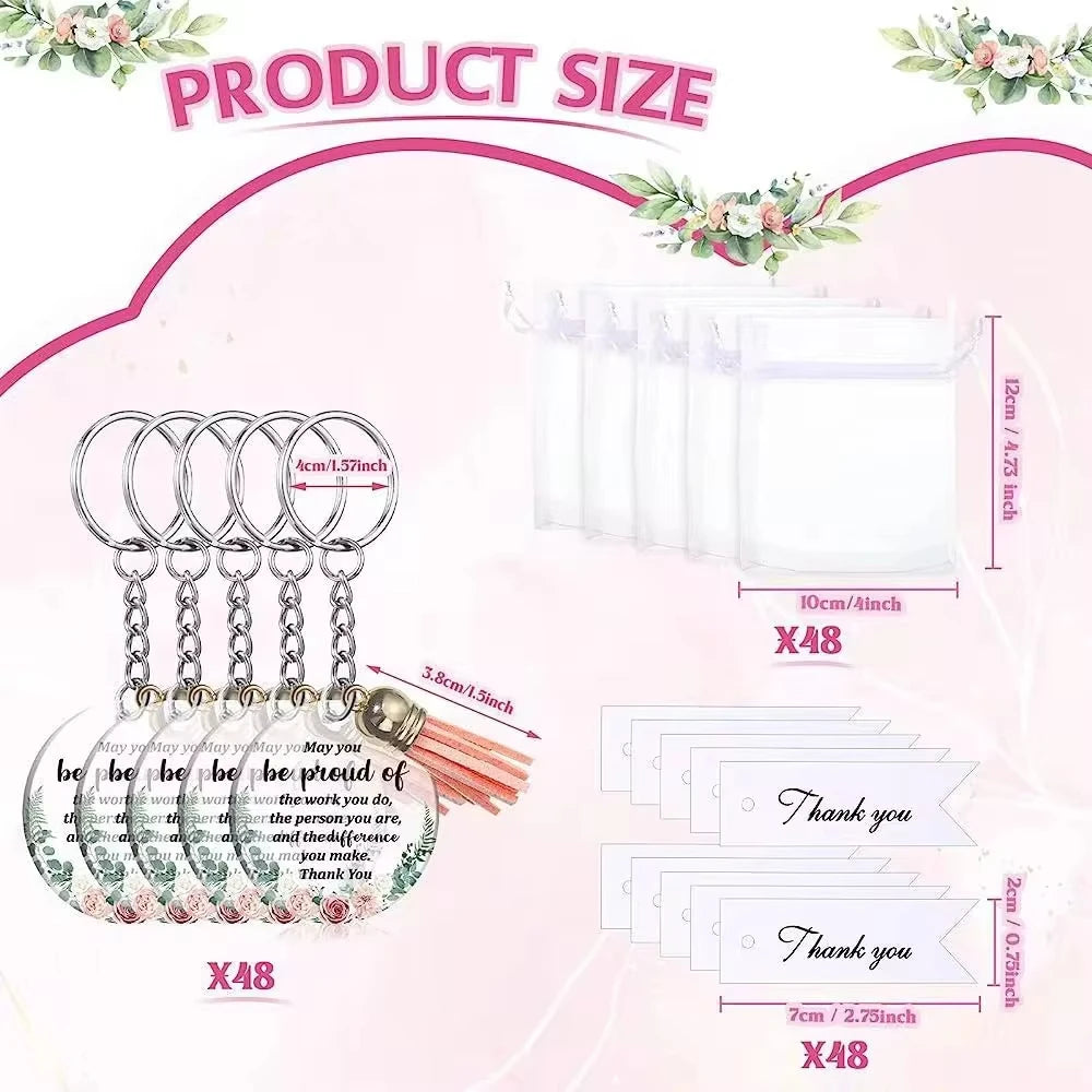 48-Piece Acrylic Thank You Cards & Inspirational Keychains Set Acrylic Gift Set QXL