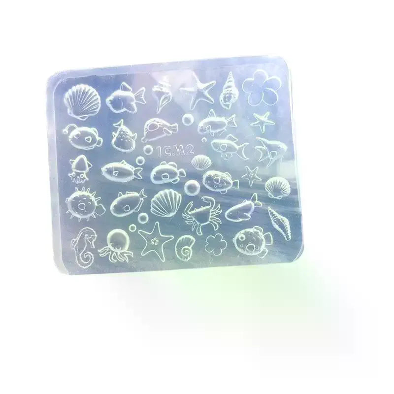 3D Ocean Silicone Nail Mold | Seashell Starfish Resin Stencil Silicone Nail Mold QXL