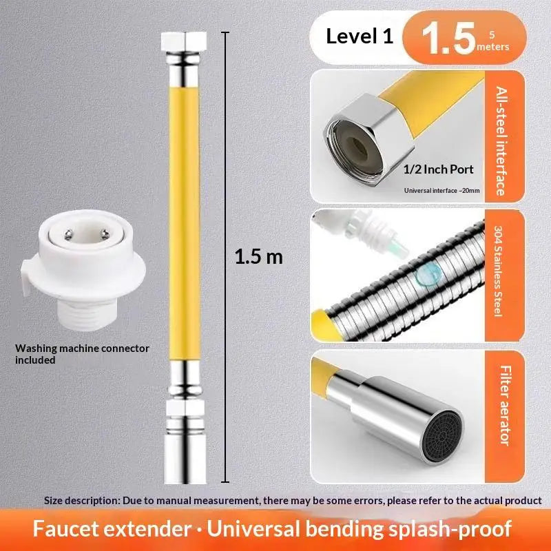 Flexible Stainless Steel Faucet Extender | Kitchen & Bathroom Faucet Extender Tube QXL A6