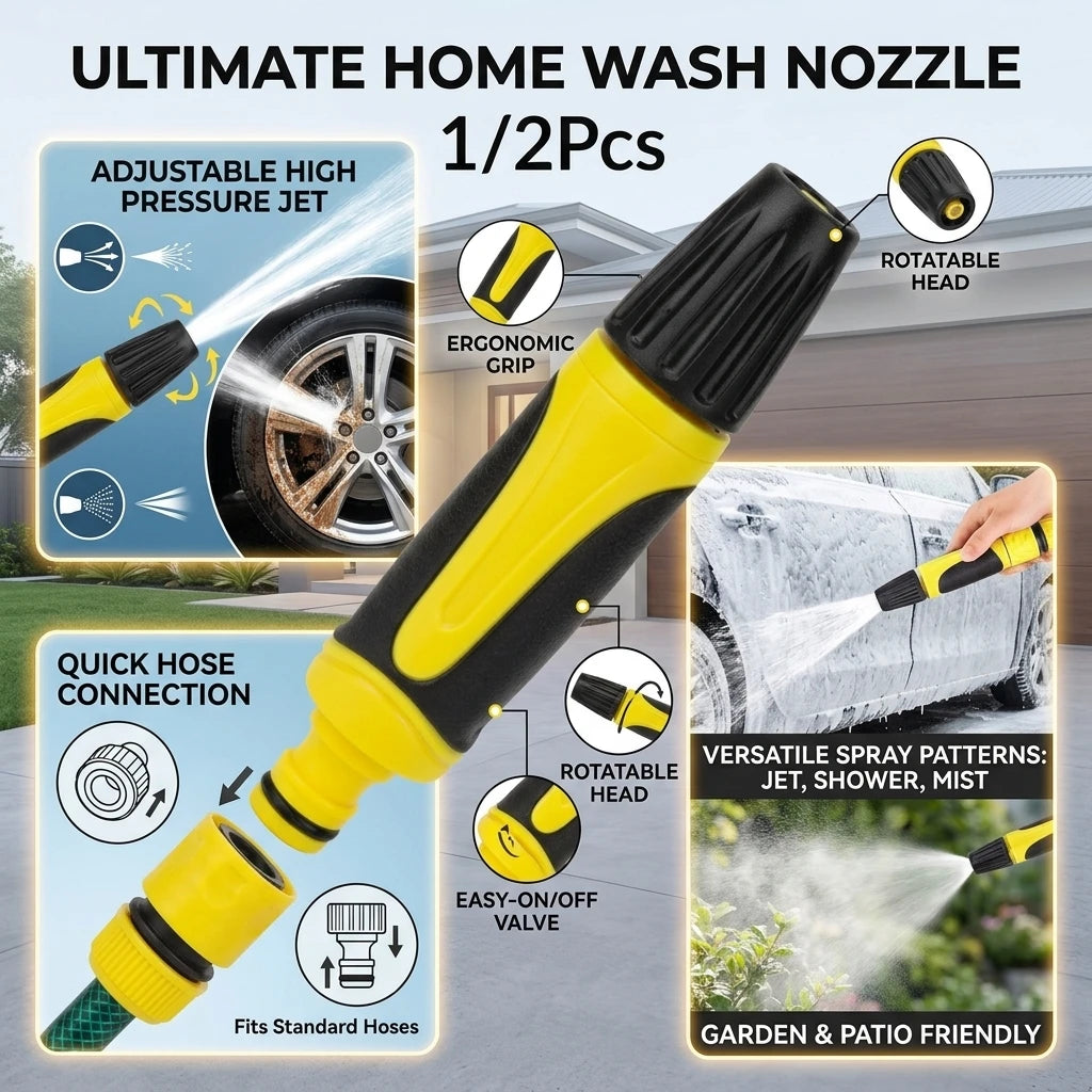 High-Pressure Adjustable Garden Hose Spray Nozzle | Multi-Pattern Garden Hose Nozzle QXL