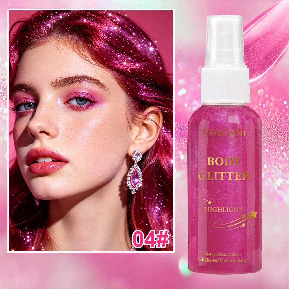 Shimmer Glitter Spray Mist – Face, Body & Hair Highlight Body Glitter Spray QXL 04 Wine Red