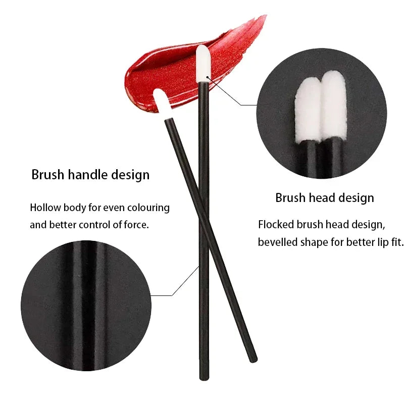 300/500-Pack Disposable Hollow Lip Brush Wands | Nylon Tips Disposable Lip Brush QXL