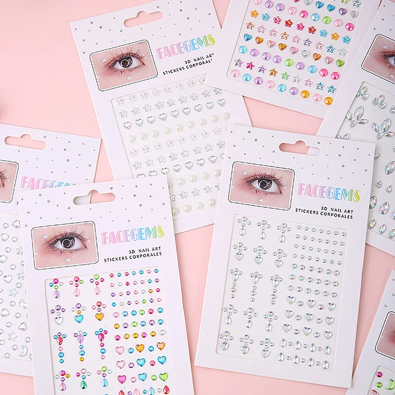 Face & Body Crystal Gem Stickers | Festival Rhinestone Glam Face & Body Gem Stickers QXL