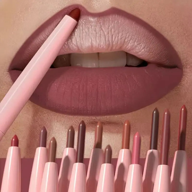 12-Color Waterproof Matte Lip Liner Set | Long-Lasting Lip Liner Pencil QXL