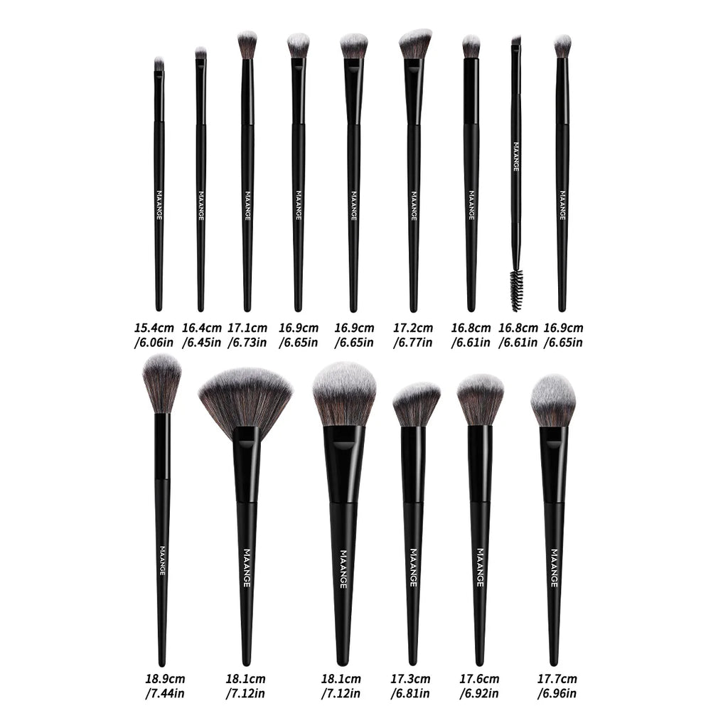 MAANGE 15-Pc Makeup Brush Set | Face & Eye Brushes Kit Makeup Brush Set QXL