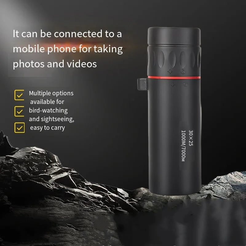 Mini 30x25 HD Monocular Telescope with Phone Holder | Outdoor Monocular Telescope QXL