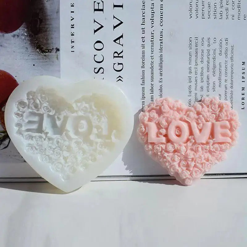Rose Heart Silicone Mold – DIY Candle, Resin & Chocolate Silicone Craft Mold QXL Default Title